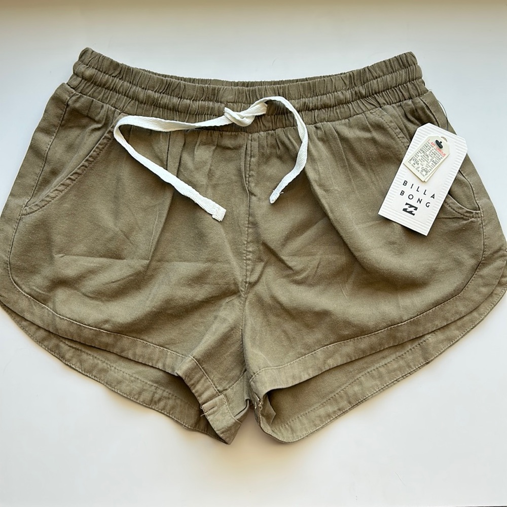 Olive Billabong Linen Shorts